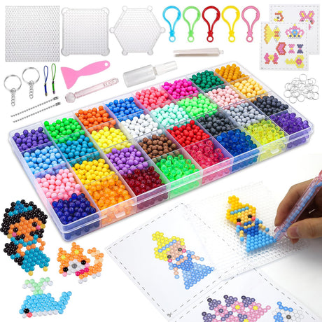 Fuse Beads Kit for Girls Ages 6+ – 4400 Pcs 5mm Beads in 32 Colors with Spray Bottle, Puzzle Guide, Clamps & Chains | Creative DIY Arts & Crafts Gift Liangding