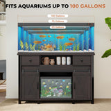 Miereirl 55-75 Gallon Fish Tank Stand with Power Outlet – Heavy Duty Aquarium Stand, Rustic Farmhouse Style, 800 lb Capacity, Adjustable Storage & Sliding Barn Doors, Dark Brown Miereirl