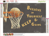 MaiYiYi Basketball Diamond Painting Dots Kit, 5D Full Round Diamond Painting Kit Believe in Yourself and Keep Going Diamond Art Basketball Hoop Wall Decor for Adult Beginners (30X40 CM) MaiYiYi
