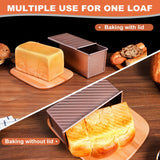 Pavsrmy 2 Pack Pullman Loaf Pan with Lid, 1 lb/0.5 lb Dough Capacity, Premium Non-Stick Sandwich Bread Loaf Pan with Lid, Carbon Steel Corrugated Bread Toast Box Mold with Cover for Baking Pavsrmy