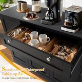 MAIBH 54" Buffet Cabinet with Drawer, Modern Kitchen Pantry Sideboard Storage Cabinets with 4 Doors and Adjustive Shelves, Coffee Bar Cabinet Buffet Table with Large Storage for Living Room (Black) MAIBH