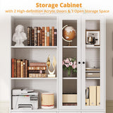 IRONCK Bookshelf with Drawers, 70.63 inch Tall Bookcase with Farmhouse Doors, 6 Tiers Book Shelf with Acrylic Doors, Bookshelves and Bookcases for Home Office, Living Room, Bedroom, White IRONCK