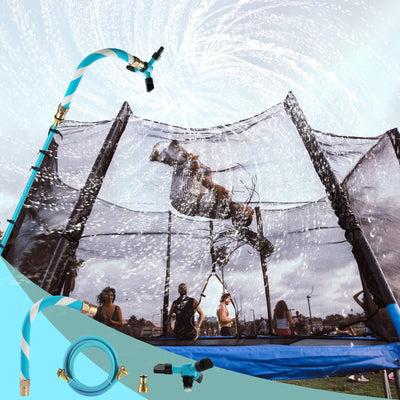 Trampoline Sprinkler - Net Friendly 360 Rotating Water Sprinkler for Kids, 5 Minutes Quick Setup Accessories for 10-16ft Trampolines, Blue