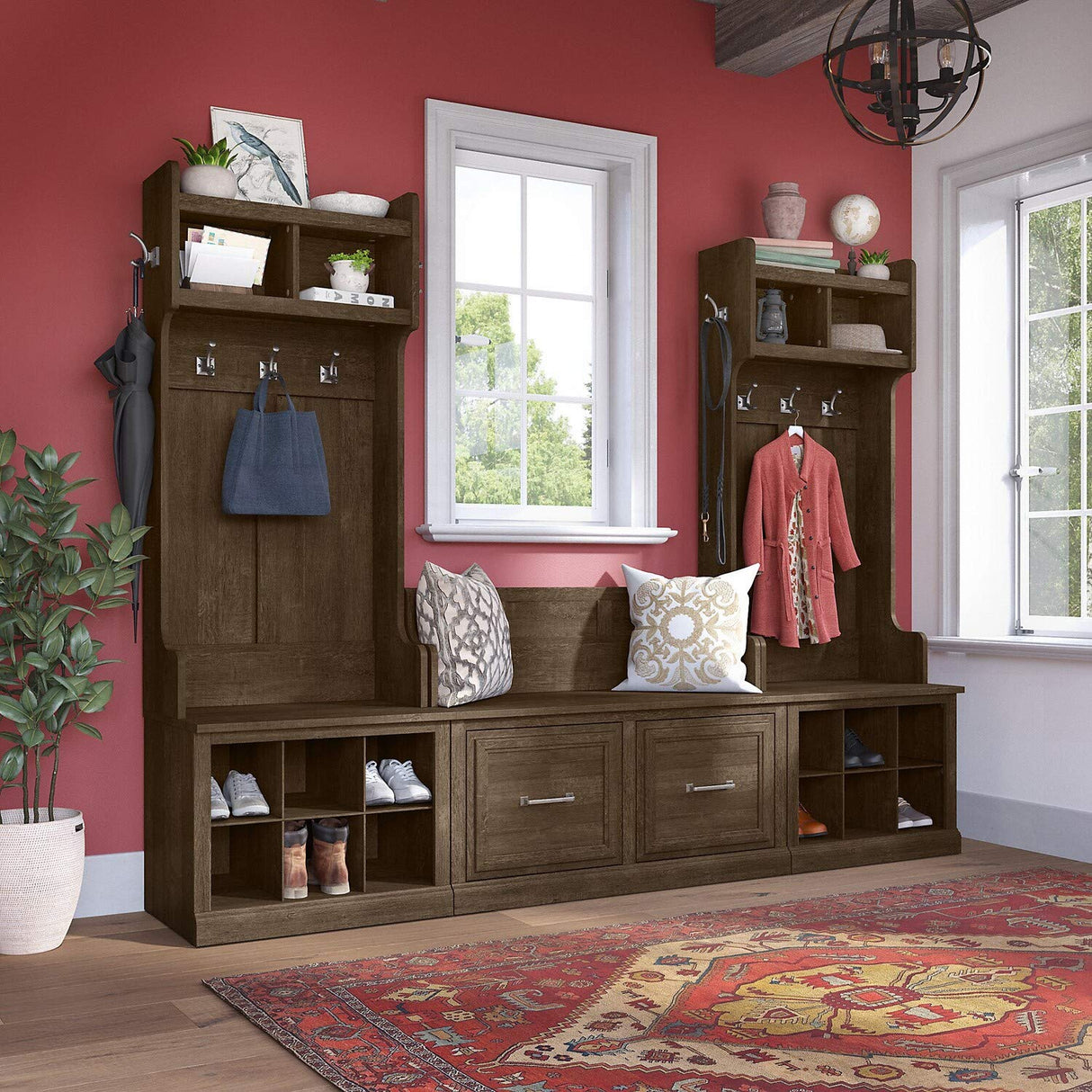 kathy ireland Home by Bush WDL011ABR 69-Inch Entryway Storage Set with 18 Shelves, Ash Brown Bush Business Furniture