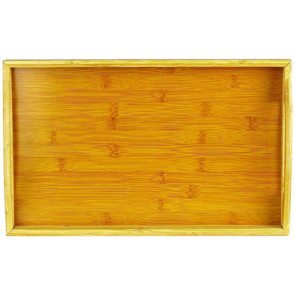 Serving tray bamboo - wooden tray with handles - Great for dinner trays, tea tray, bar tray, breakfast Tray, or any food tray - good for parties or bed tray - WoodArtSupply