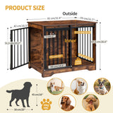Hzuaneri Dog Crate Furniture, 32" Double Door Dog Crate with Barn Door, Dog Kennel Indoor, End Side Table Wooden Dog Crate for Small Medium Large Dog, Anti-Chew Anti-Escape, Rustic Brown DFC83601B Hzuaneri