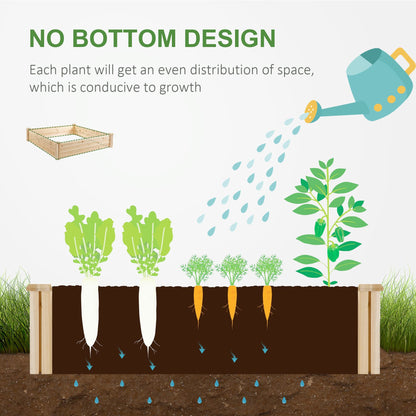 Outsunny Raised Garden Bed Kit, 4' x 4' Outdoor Wooden Planter Box with 9 Growing Grids, for Plants and Herbs - WoodArtSupply