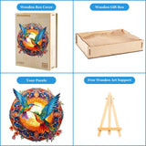 Woodemon Wooden Jigsaw Puzzles, Mandala Hummingbirds (200pcs-M-11.8 * 11.8in) Wooden Puzzles for Adults Kids, Unique Shape Animal Wood Puzzles Adults Christmas Puzzles Xmas Birthday Gifts Woodemon