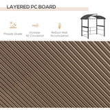 Outsunny 8' x 5' Grill Gazebo Shelter with Interlaced Vented Polycarbonate Roof, Outdoor BBQ Canopy with Side Shelves, Steel Frame for Garden, Patio, Backyard, Dark Gray Aosom