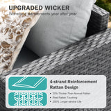 WELYAS 10 Piece Luxury Patio Furniture Set with 44" Fire Pit Table All Weather Outdoor Sectional with Thick Cushions Wicker Patio Conversation Set for Backyard, Deck, Garden WELYAS