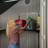 Lifetime Outdoor Storage Shed, 15x8 Ft, Desert Sand, Resin Backyard Tool Shed with Lockable Doors and UV-Protected Panels Lifetime