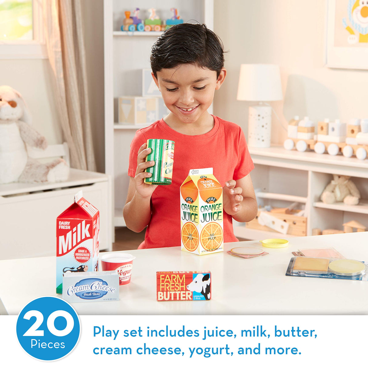 Melissa & Doug Fridge Groceries Play Food Cartons (8 pieces) Toy Groceries, Pretend Play Food, Play Kitchen Accessories For Kids Ages 3+ - FSC-Certified Materials Melissa & Doug