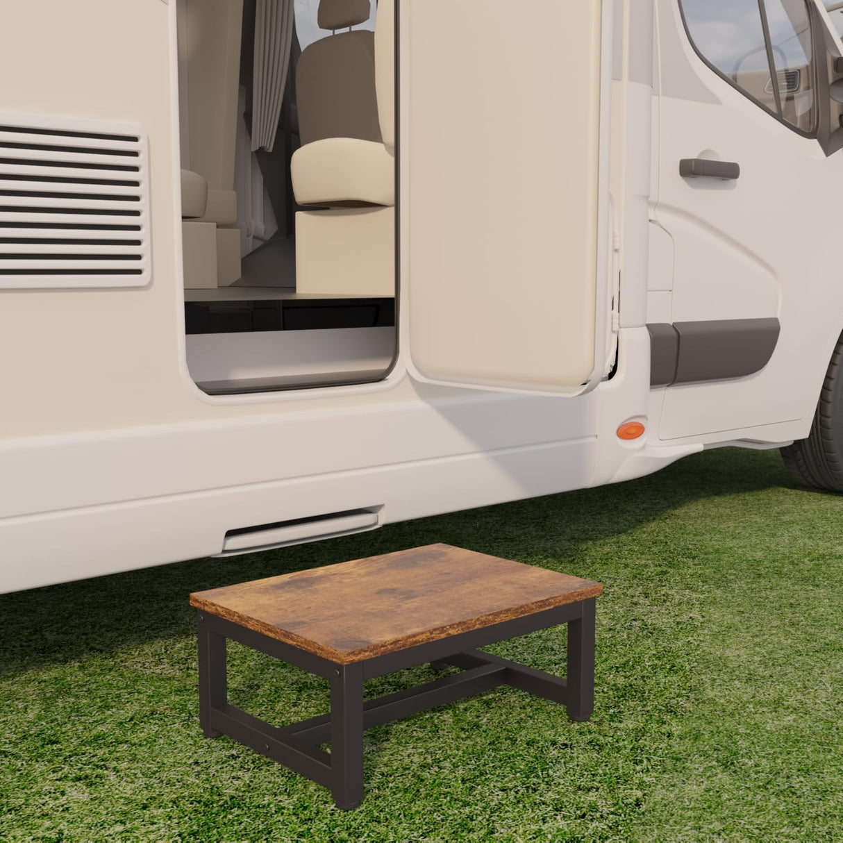 IBUYKE One Step Wooden Step Stools for Adults Kids, Heavy Duty Bedside Step Stool with 500 Lbs Capacity, Non-Slip Stepping Foot Stool for Bedroom Livingroom Bathroom Kitchen, Rustic Brown TBD001H IBUYKE