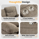 RIHEREFY Loveseat Recliner Sofa, Reclining Loveseat with Console, RV Wall Hugger Double Loveseat Recliner Couch for Living Room & Home Theater (Chenille-Camel) RIHEREFY