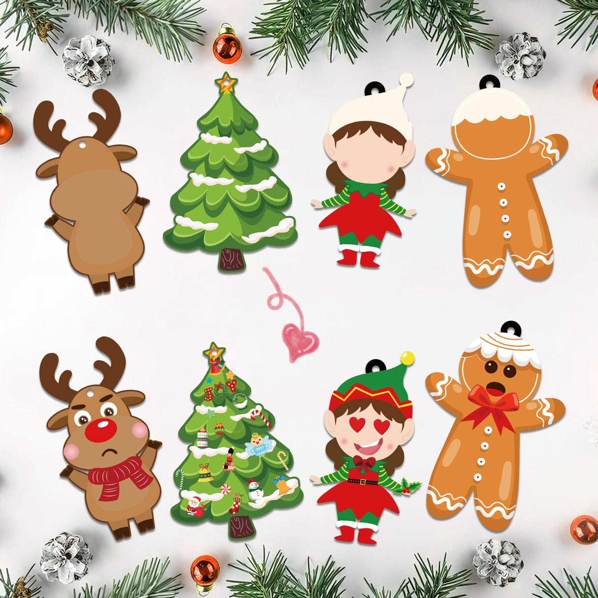 VABAMNA 36 Pack Christmas Ornament Crafts for Kids - Make Your Own Ornament Kit with Christmas Craft Stickers, Ornament Making Kit for Kids Holiday Xmas Classroom Party Favors VABAMNA