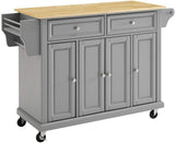 Crosley Furniture Full Size Wood Top Rolling Kitchen Island Storage Cart, Microwave Stand, Spice Rack, Gray Crosley Furniture