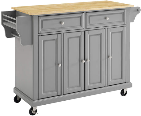 Crosley Furniture Full Size Wood Top Rolling Kitchen Island Storage Cart, Microwave Stand, Spice Rack, Gray Crosley Furniture