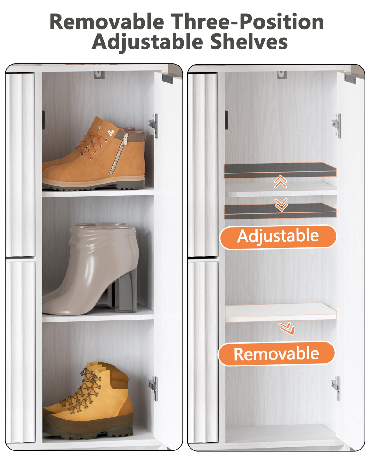 Piskyet Shoe Storage Cabinet with 2 Flip Drawers and Boot Cabinet, Morden Fluted Narrow Shoes Rack Organizer for Entryway with Anti-tilt Device,Hidden Handles Piskyet