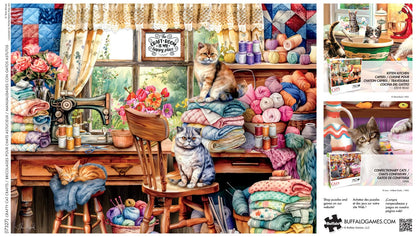 Buffalo Games - Tom Wood - Crafty Cat Crafts - 750 Piece Jigsaw Puzzle for Adults -Challenging Puzzle Perfect for Game Nights - Finished Size is 24.00 x 18.00