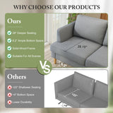 Busaurus Loveseat - Mid Century 56" Upholstered 2-Seater Couch for Living Room, Bedroom, Apartment - Grey Busaurus