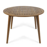 Christopher Knight Home Nick Outdoor Acacia Wood Round Dining Table, Teak Finish Christopher Knight Home