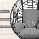 LUTINLIX Oversized Wicker Egg Chair Outdoor Indoor,Patio Lounge Chair with Thicken Cushions & Durable Steel Frame, Egg Basket Chair 500lbs Capacity for Garden, Backyard, Porch,Bedroom (Black-Regular) LUTINLIX