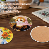 PERFECTSIGHT 8 Pcs DIY Diamond Art Painting Coasters with Holder, Cute Diamond Paint Coaster Kits for Adults, Kawaii Full Drill Diamond Art Craft Paint by Number Non Slip Coaster - Multicolor Cats PERFECTSIGHT