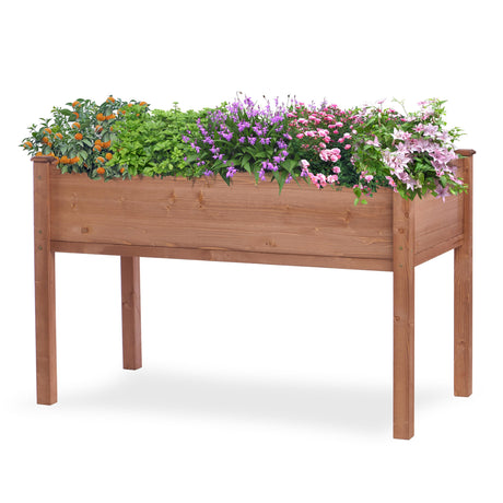 Raised Garden Bed with Legs (48x24x30''), Solid Wood Elevated Planter Box for Outdoor Wood-Natrl