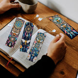 MVVMTOP 4pcs 5D Diamond Art Painting Bookmarks with Crystal Pendant, DIY Dreamcatcher & Bees, Pecial Shape Crystal Diamond Partial Art Bookmarks for Book Lovers MVVMTOP