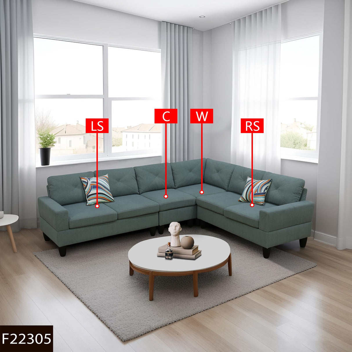 NicBex MZX-Emma-SF-00054-DX Sofa Couch, 4 Piece Set, Green NicBex