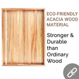 Acacia Wood Serving Tray with Handles Set of 2 – Decorative Serving Trays Platter for Breakfast in Bed, Lunch, Dinner, Patio, Ottoman, Coffee Table, BBQ, Party –Great for Lap &Couch ZESPROKA