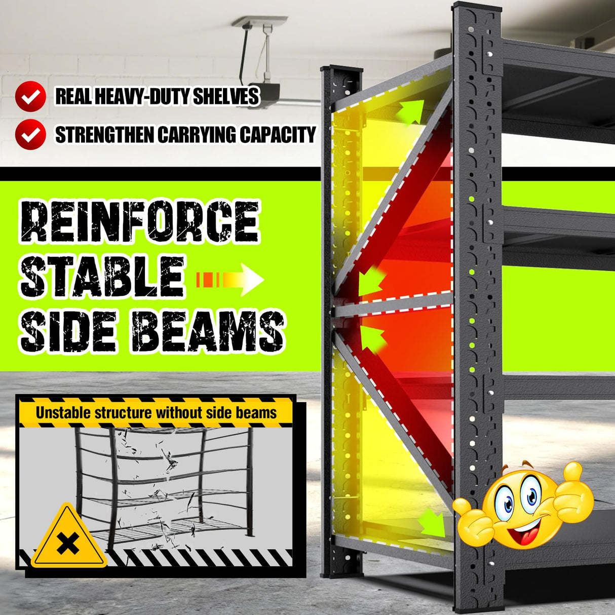 70''W Garage Shelving Heavy Duty 5-Tier Adjustable Storage Shelves Unit,7000 LBS Metal Utility Rack Shelf for Industries, Warehouses, Basement,Black (70''H x 70''W x 24''D) LBVSKK