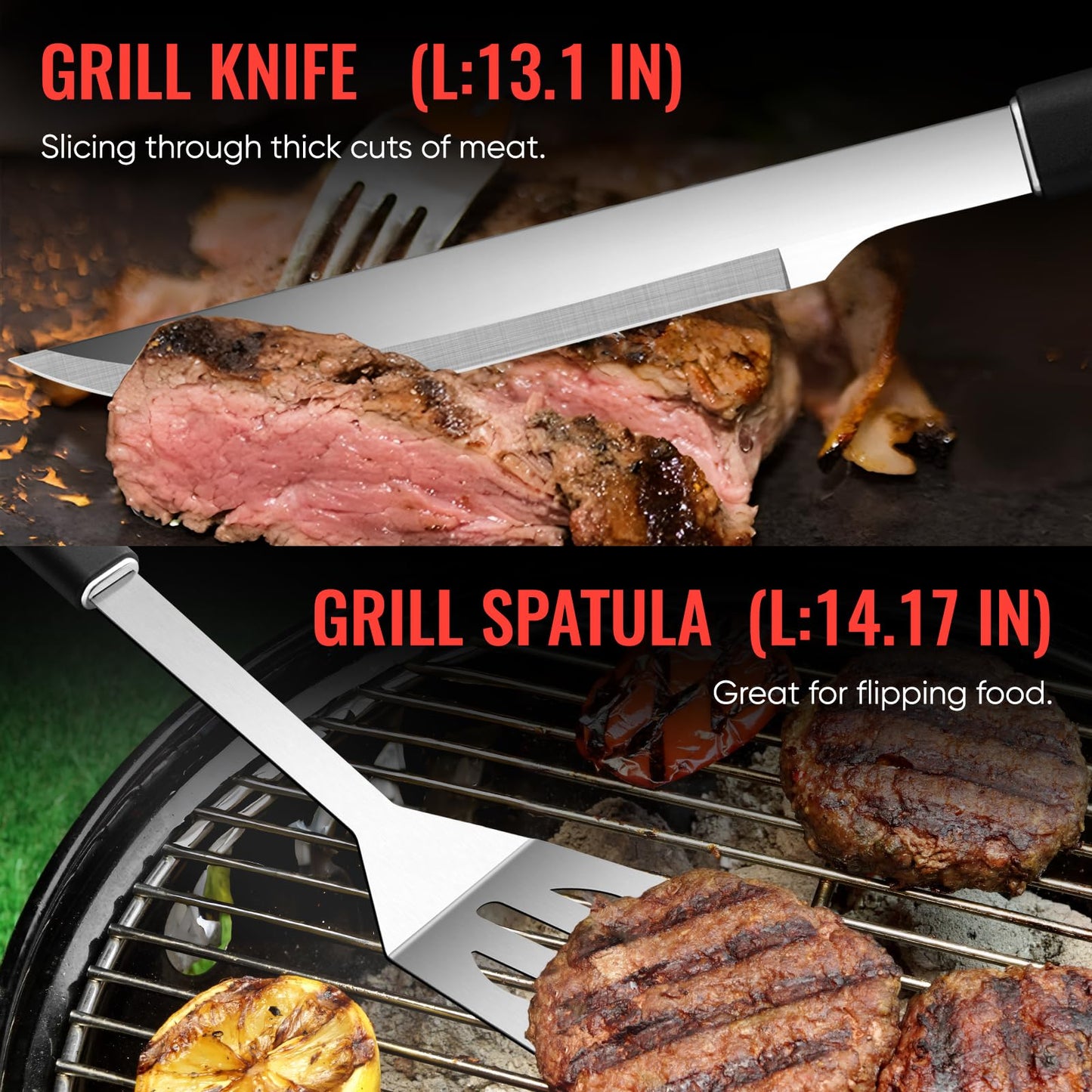 BBQ Accessories Grill Tools Set,Stainless Steel Barbecue Grill Accessories for Outdoor Grill,Barbecue Utensils Grilling Accessories Grilling Gifts for Men,Father's Day/Christmas/Thanksgiving Day