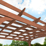 MUPATER Retratable Wooden Pergola Gazebo for Patio with Arched Roof and Stakes, 12'x14' Outdoor Pergola Garden Shelter Cedar Framed for Backyard,Deck,Garden,and Lawn MUPATER