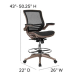 Flash Furniture Waylon Mid-Back Swivel Office Chair with Adjustable Foot Ring and Seat Height, Ergonomic Mesh Chair with Armrests, Black/Gold Flash Furniture