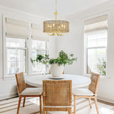 WBinDX 6-Light Boho Large Rattan Chandelier for Dining Room, Seagrass Gold Chandelier with Hand Woven Wicker Shade, Farmhouse Drum Hanging Pendant Light Fixture for Living Room Hallway Foyer WBinDX