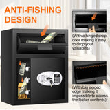 2.8 Cuft Depository Safe with Drop Slot, Anti-Theft Cash Drop Safe with Digital Keypad, Heavy Duty Money Drop Box with LED Display, Drop Safe for Business Mail Church Thmosz