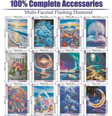 Mystara 12 Pack Diamond Painting Kits for Adults,Landscape Moon Diamond Beach Painting Set for Gift Home Wall Decor - 5D DIY Craft Kit with Diamonds(Modern-3) Mystara