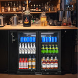 Bluelinecool Back Bar Cooler with 2 Glass Doors, Under Counter Beverage Refrigerator, 7.4 cu.ft Mini Fridge Cooler with LED Lighting for Soda Drinks, Beer, Wine Bluelinecool