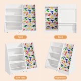 IRONCK Kids Bookshelf and Toy Storage, 42" Wide Large Toddler Bookshelf with Movable Drawer and 5 Sling Pockets, Montessori Book Shelf for Kids Rooms-White IRONCK