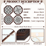 4 Pieces Thicken Rustic Wall Decor Modern Farmhouse Wall Art Decor Wooden Hollow Carved Design Rustic Wall Art for Living Room Bedroom Hallway Decor Office Kitchen Wall Decoration (Vivid Style) Yulejo