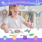 5Pcs Diamond art Kits for Kids/Adults, Crafts for Kids Ages 8-12, DIY Diamond Painting art Wind Chimes Crystal Window Suncatcher Craft, Birthday Gifts for 7 8 9 10 11 Year Old Girls, Home Garden Decor Mulyric