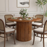 weselon 47 inch Round Dining Table for 4, Kitchen Table Dinner Table with 2-Layer Storage Shelf and Wood Slide Door for Home Dining Room Living Room (Walnut) weselon