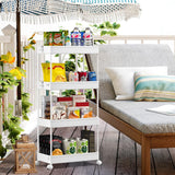 SPACEKEEPER Storage Cart, 4-Tier Mobile Shelving Unit, Bathroom Rolling Cart Utility Storage Organizer Shelf for Kitchen Living Room Bathroom Laundry Room & Dressers, White SPACEKEEPER