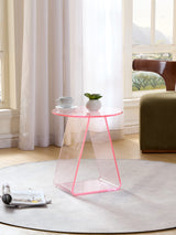 MEETLAKE Acrylic End Table,Pink Side.Nightstand Coffee Table Coffee Table Living Room Bedroom18 inch High, 16x16 inch Table Top. … MEETLAKE