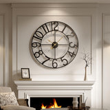 Large Wall Clock for Living Room Kitchen Mantel Decor, 30 Inch Decorative Wall Clock Silent Non Ticking Battery-Operated Metal Round Modern Black Wall Clocks Arabic Numerals Cuspin