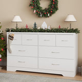 FansaFurn 8 Drawer Dresser, 55" Wide Chest of Drawers with Large Metal Handle, Modern Wood Drawer Organizer for Bedroom, Living Room, Hallway, Closet, White FansaFurn