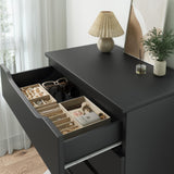 Black Tall 5 Drawer Dresser for Bedroom with Hidden Storage Design, Large Modern Closet Dressers & Chests of Drawers with Cut-Out Handles, 27.6" L*15.8" W*45.3" H for Bedroom, Living Room, Nursery Jocoevol