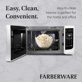 Farberware Countertop Microwave 700 Watts, Cu. Ft. - Microwave Oven With LED Lighting and Child Lock - Perfect for Apartments and Dorms - Easy Clean Grey Interior, Retro White Farberware