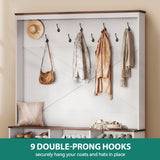 YITAHOME Hall Tree with Bench and Shoe Storage, Mudroom Storage Modern Shoe Cabinet with Bench & 9 Double Prong Hooks, for Entryway & Living Room, Walnut & Off-White YITAHOME